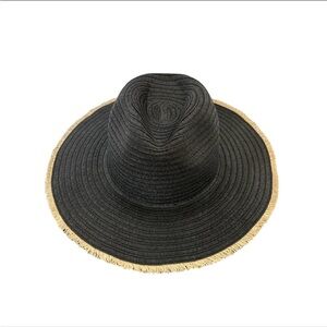 ViX Black Straw Sun Hat Braided Raffia